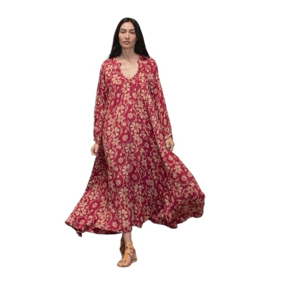 NATALIE MARTIN FIORE MAXI RED FLOWERS WHIMSICAL FAIRY BLOUSON BOHO M - Picture 4 of 16